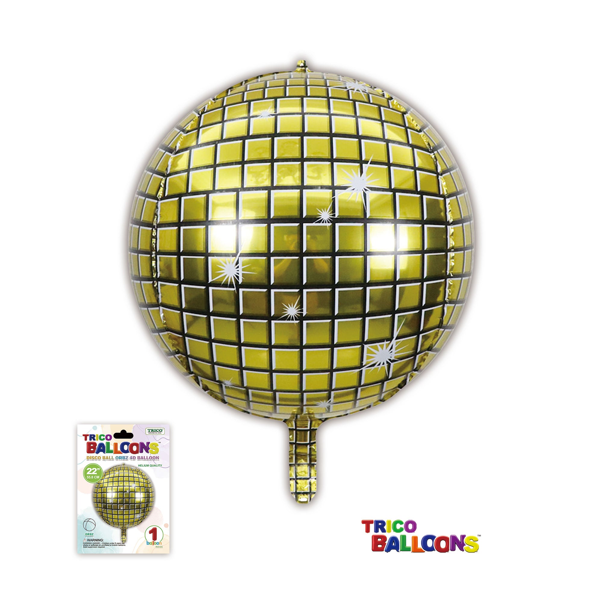 22" DISCO BALL ORBZ 4D BALLOON 1 CT - GOLD