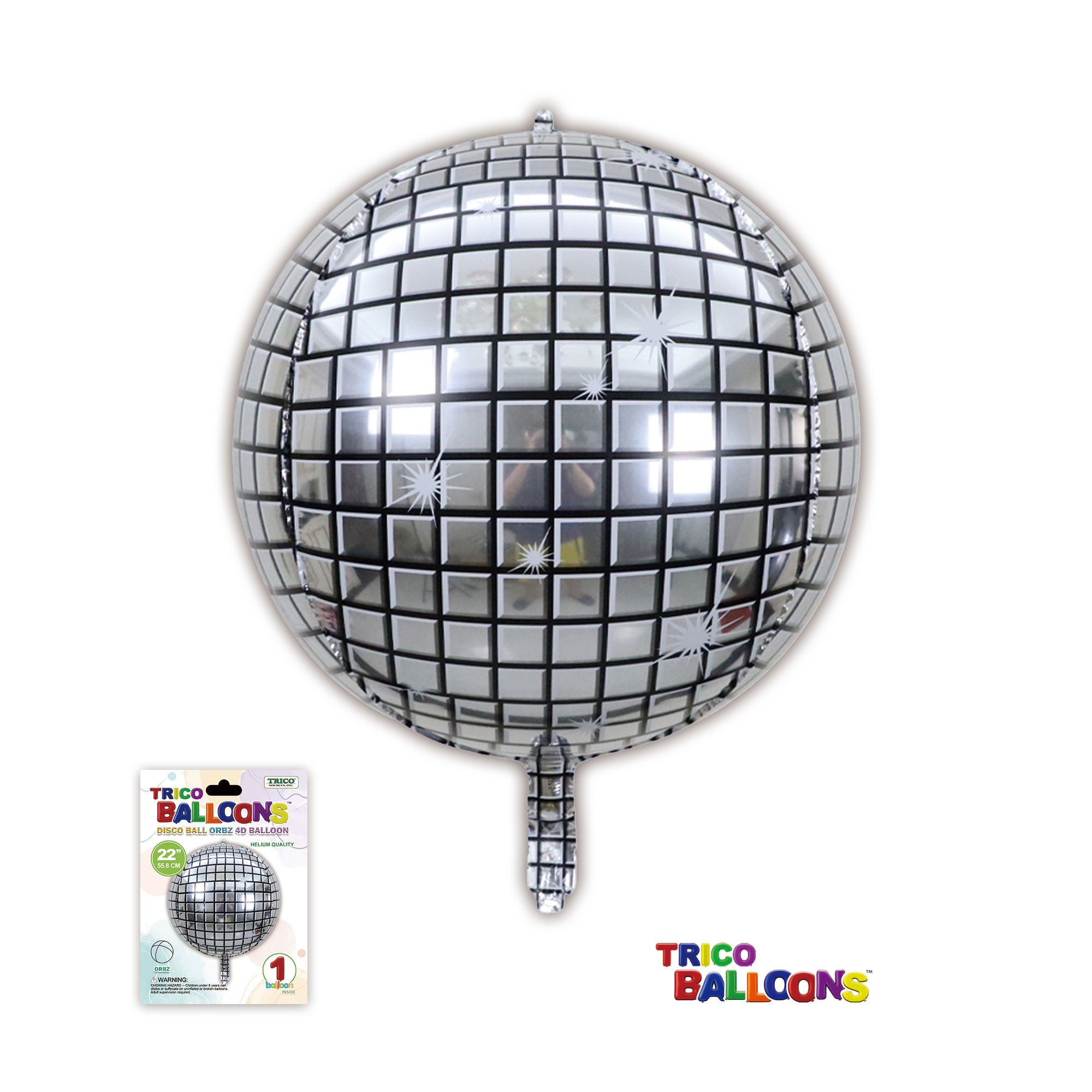 22" DISCO BALL ORBZ 4D BALLOON 1 CT - SILVER