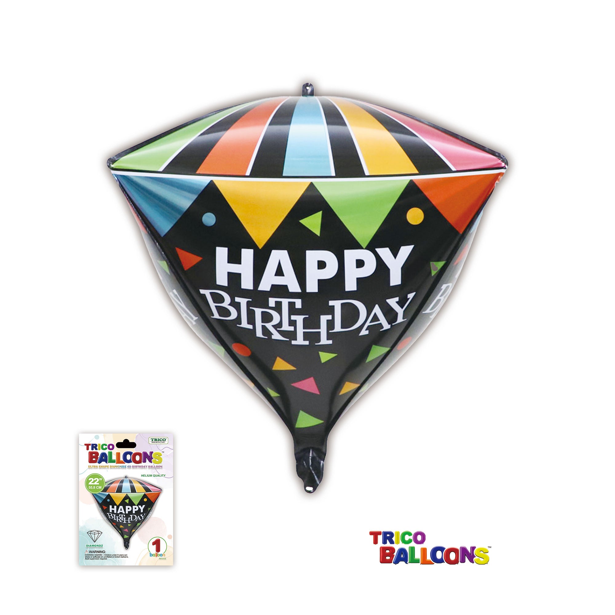 Trico 22" Happy Birthday Balloon 4D Diamond Ultra Shape