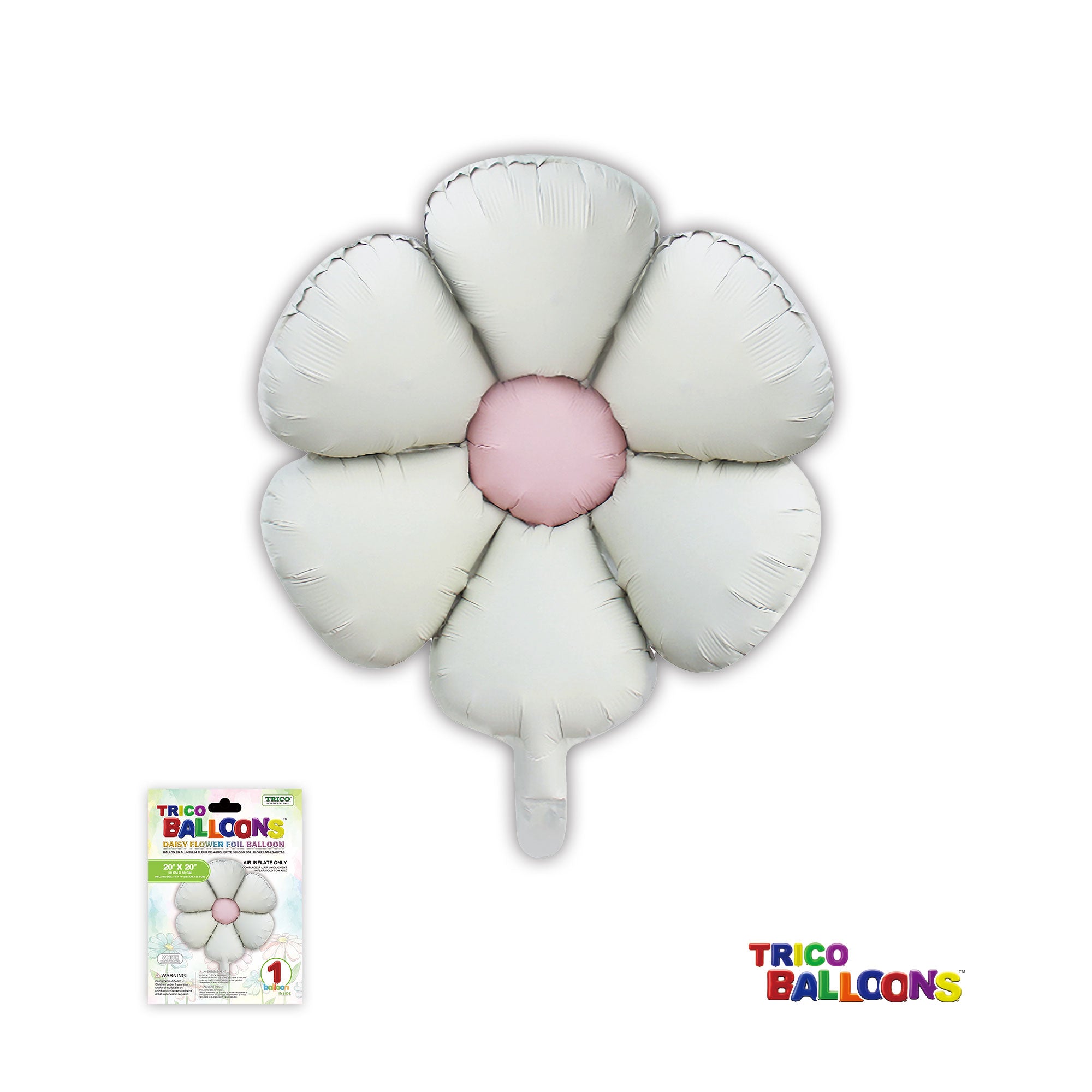 14" DAISY FLOWER FOIL BALLOON 1 CT - WHITE