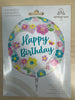 Anagram 18" transparent Happy Birthday (Floral)