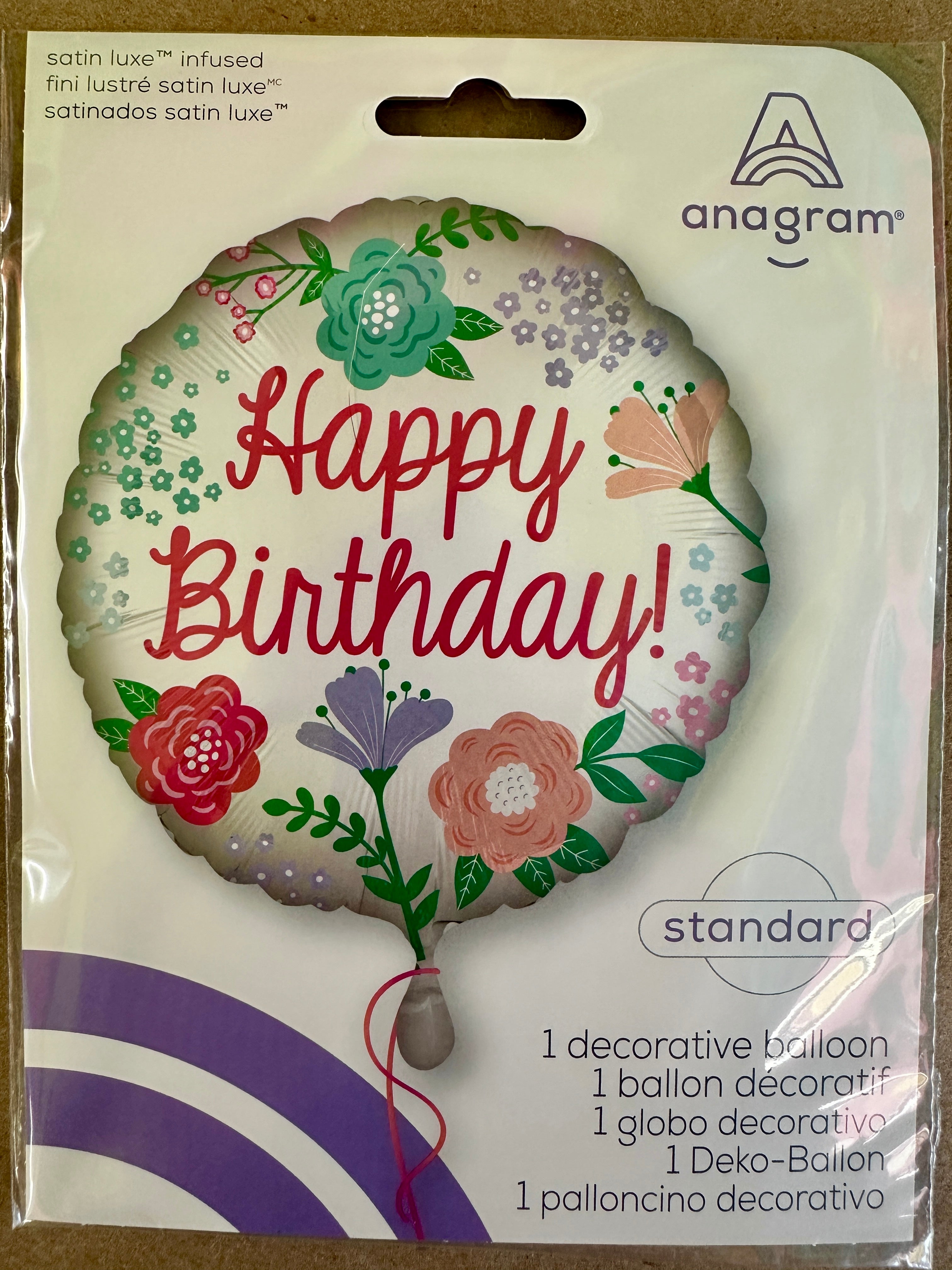 Satin Luxe Floral Happy Birthday Foil Balloon