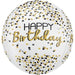 Anagram 15" Happy Birthday Clear Orb (Black and Gold)