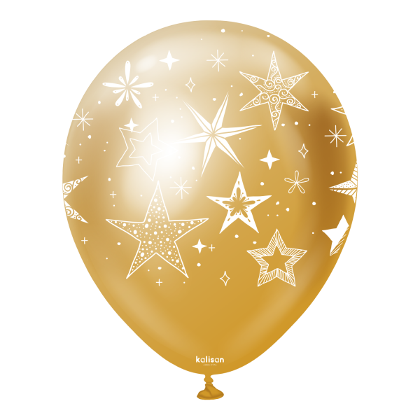 Kalisan Mirror Gold Stars All Around (Print: White)