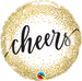 18" Qualatex Cheers Gold Glitter