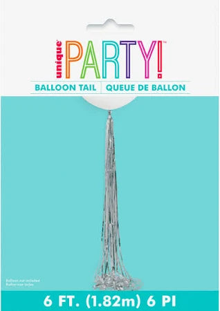 Unique Silver Tassel Balloon Tail 6'